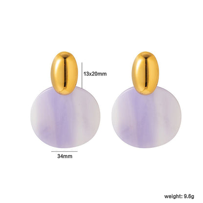 Minimalist Colorful Round Disc Earrings Stainless Steel Tarnish-Free