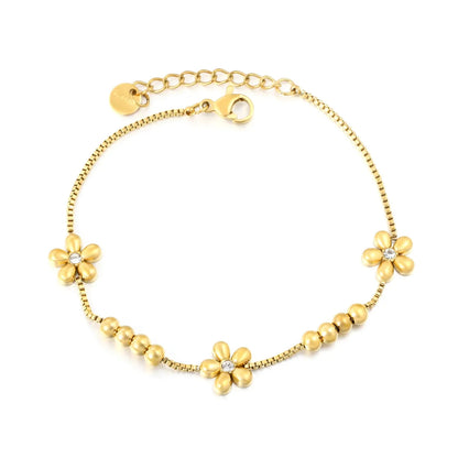 Wholesale 304L Stainless Steel Floral Bracelet Bulk - Gold Plated
