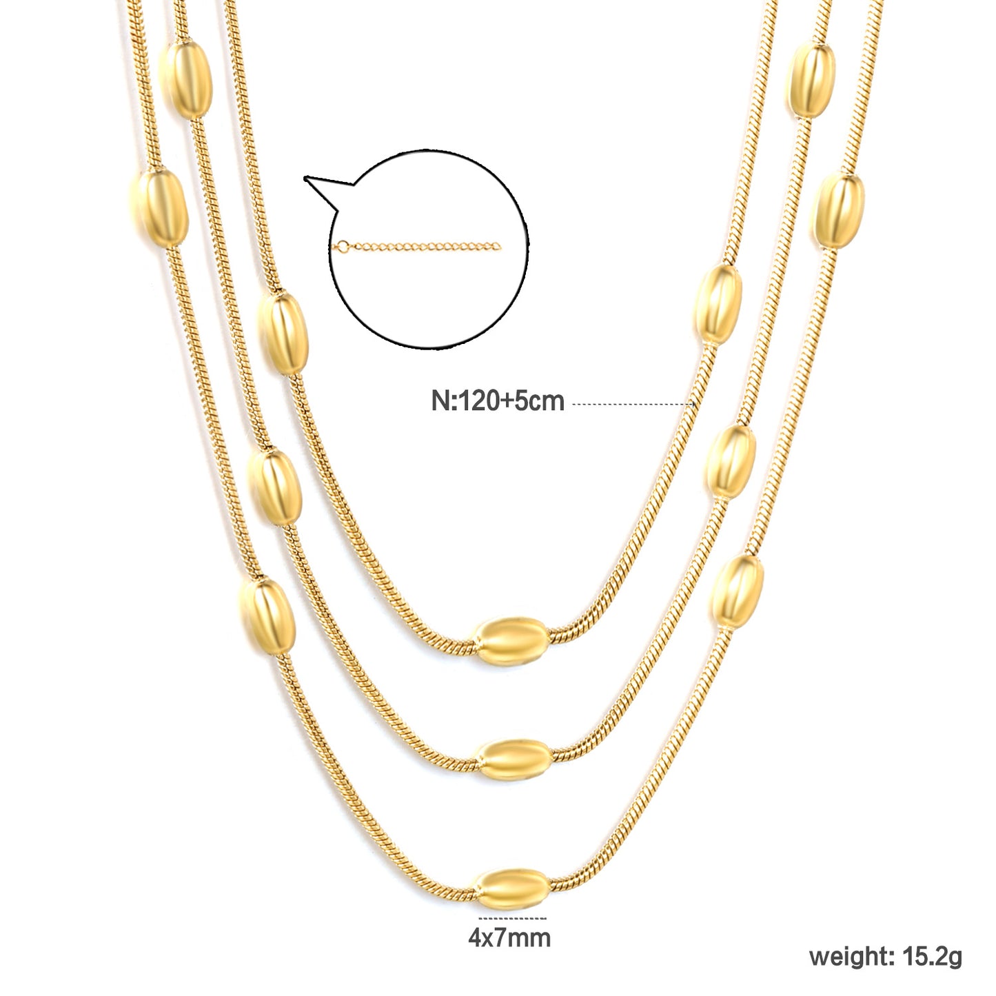 Minimalist 304L Stainless Steel Long Layered Necklace