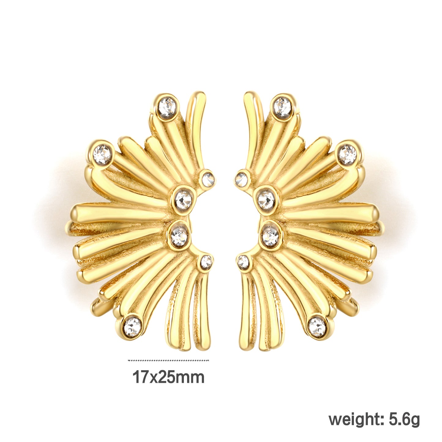 Ethereal Wing Motif Zircon Earrings Stainless Steel Tarnish-Free