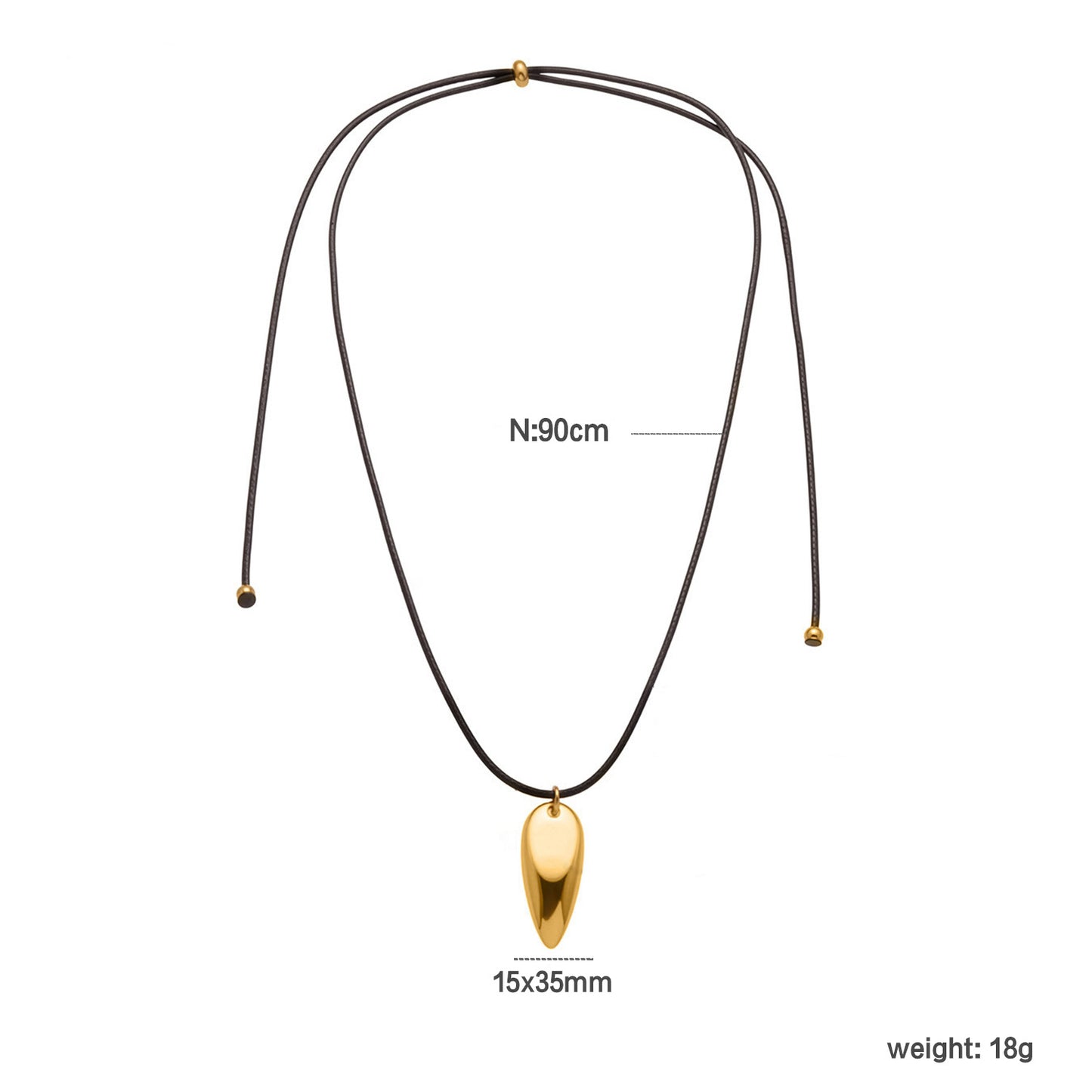 Retro Minimalist Tear-Drop Pendant on Genuine Leather Cord Waterproof