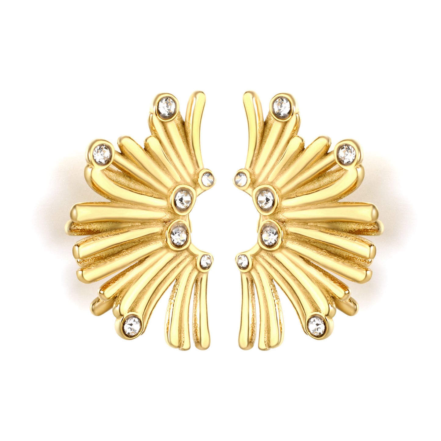 Ethereal Wing Motif Zircon Earrings Stainless Steel Tarnish-Free