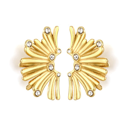 Ethereal Wing Motif Zircon Earrings Stainless Steel Tarnish-Free