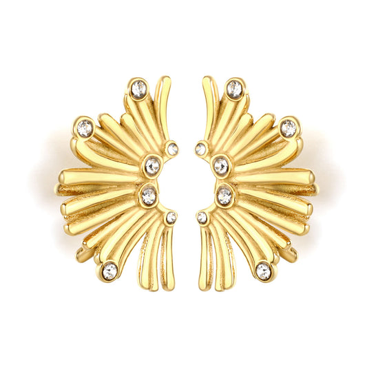 Ethereal Wing Motif Zircon Earrings Stainless Steel Tarnish-Free