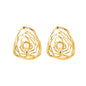 Wholesale Waterproof PVD Gold Sculpted Hollow Rose Pearl Studs