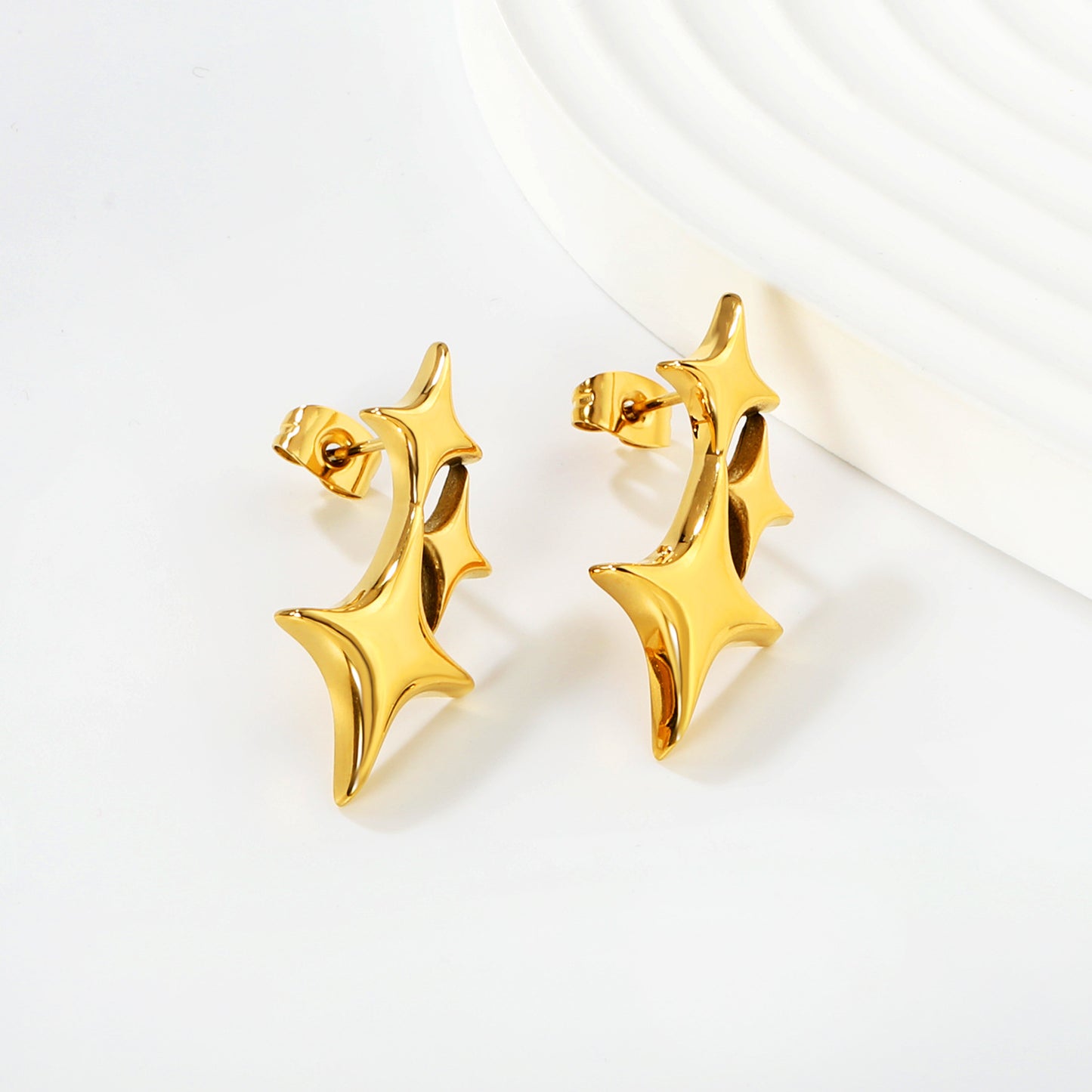 Minimalist North Star Stud Earrings Stainless Steel Waterproof Non-Tarnish