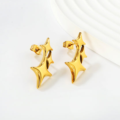 Minimalist North Star Stud Earrings Stainless Steel Waterproof Non-Tarnish