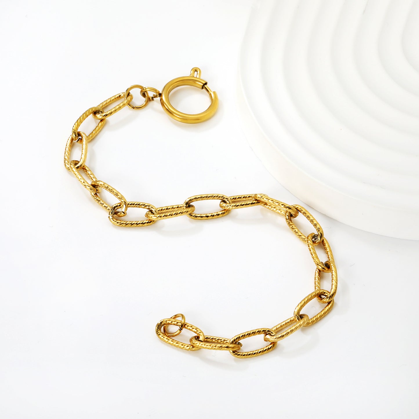 Wholesale Gold Chunky Oval Link Bracelet | Stainless Steel Adjustable Chain