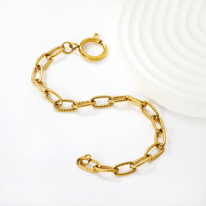 Wholesale Gold Chunky Oval Link Bracelet | Stainless Steel Adjustable Chain