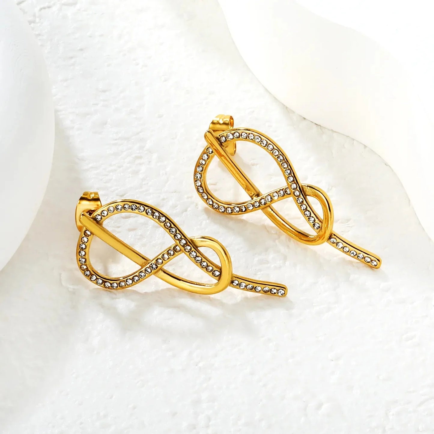 Minimalist Stainless Steel Infinity Studs | Hypoallergenic Zircon