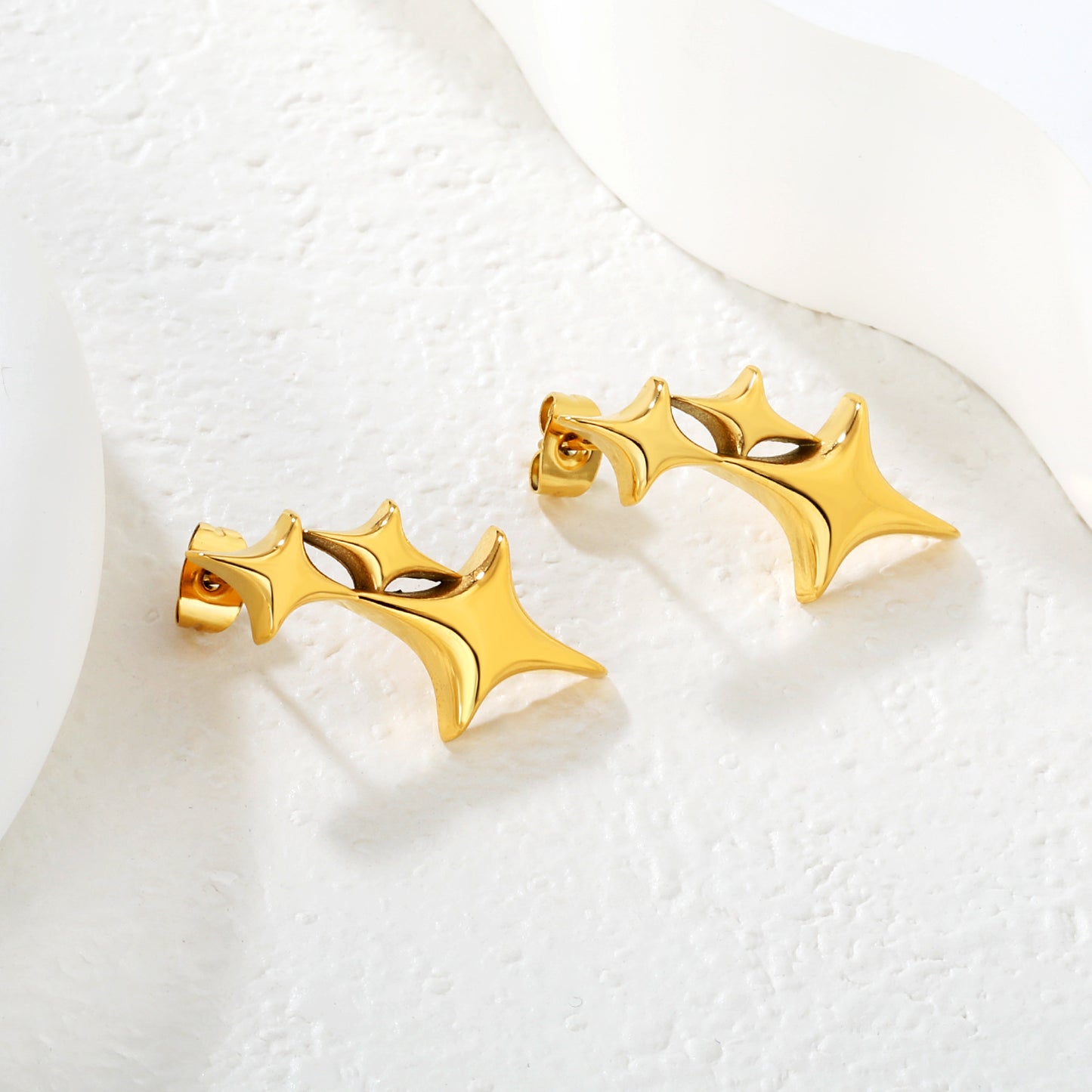 Minimalist North Star Stud Earrings Stainless Steel Waterproof Non-Tarnish