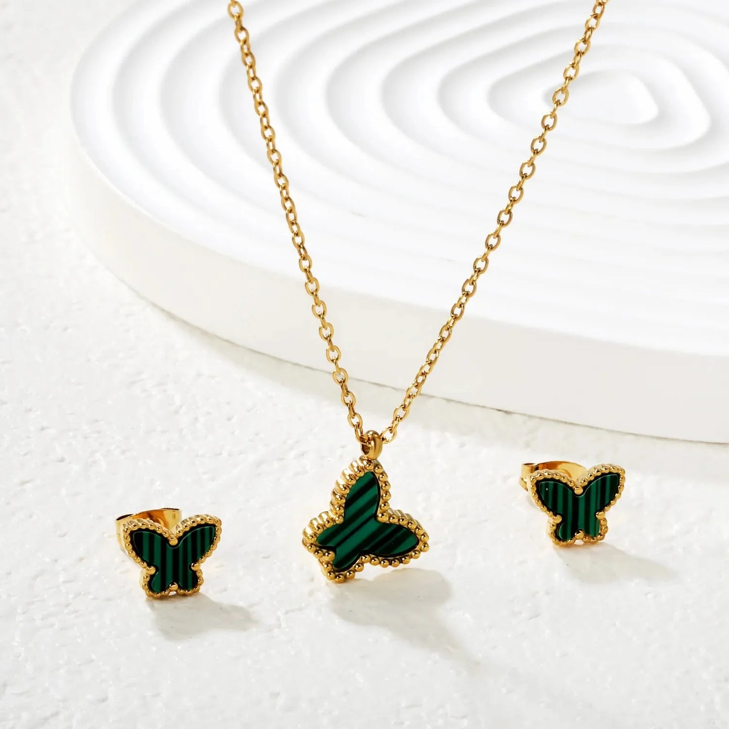 Wholesale 304L Stainless Steel Butterfly Necklace & Earrings Set