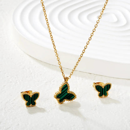 Wholesale 304L Stainless Steel Butterfly Necklace & Earrings Set