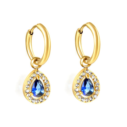 304L Stainless Steel Teardrop Zircon Earrings Wholesale | Bulk Gold