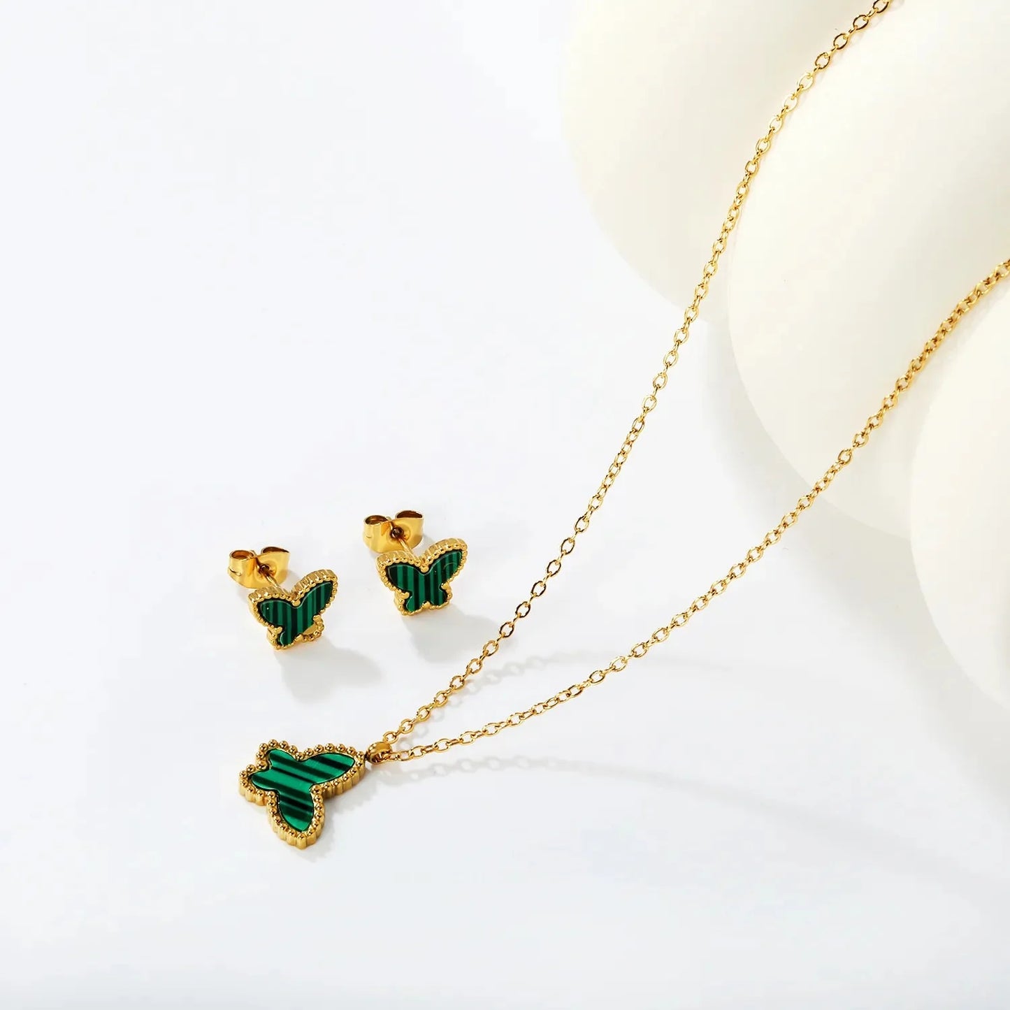 Wholesale 304L Stainless Steel Butterfly Necklace & Earrings Set