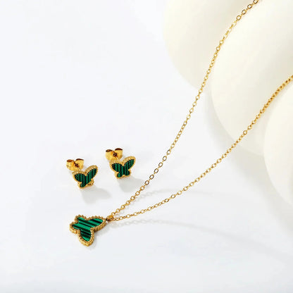Wholesale 304L Stainless Steel Butterfly Necklace & Earrings Set