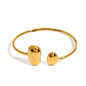 Wholesale Waterproof PVD Gold/Silver Sculpted Asymmetric Dual-Bean Bangle