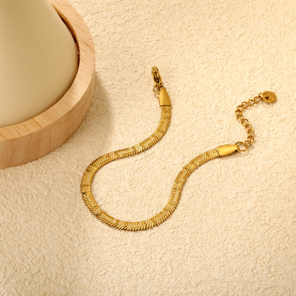 Bulk PVD Gold Embossed Wave Motif Snake Chain Bracelet