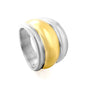 Factory 304L Steel Two-Tone Ring Three-Tier Dome Band for Men Women