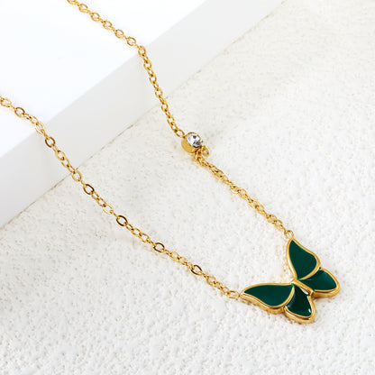 Wholesale Gold Tone White & Red & Blue & Green Butterfly Necklace Pure Elegance