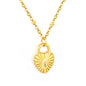 Stainless Steel Gold Heart Lock Pendant + Crescent-Shaped Tag Necklace Jewelry Supplier