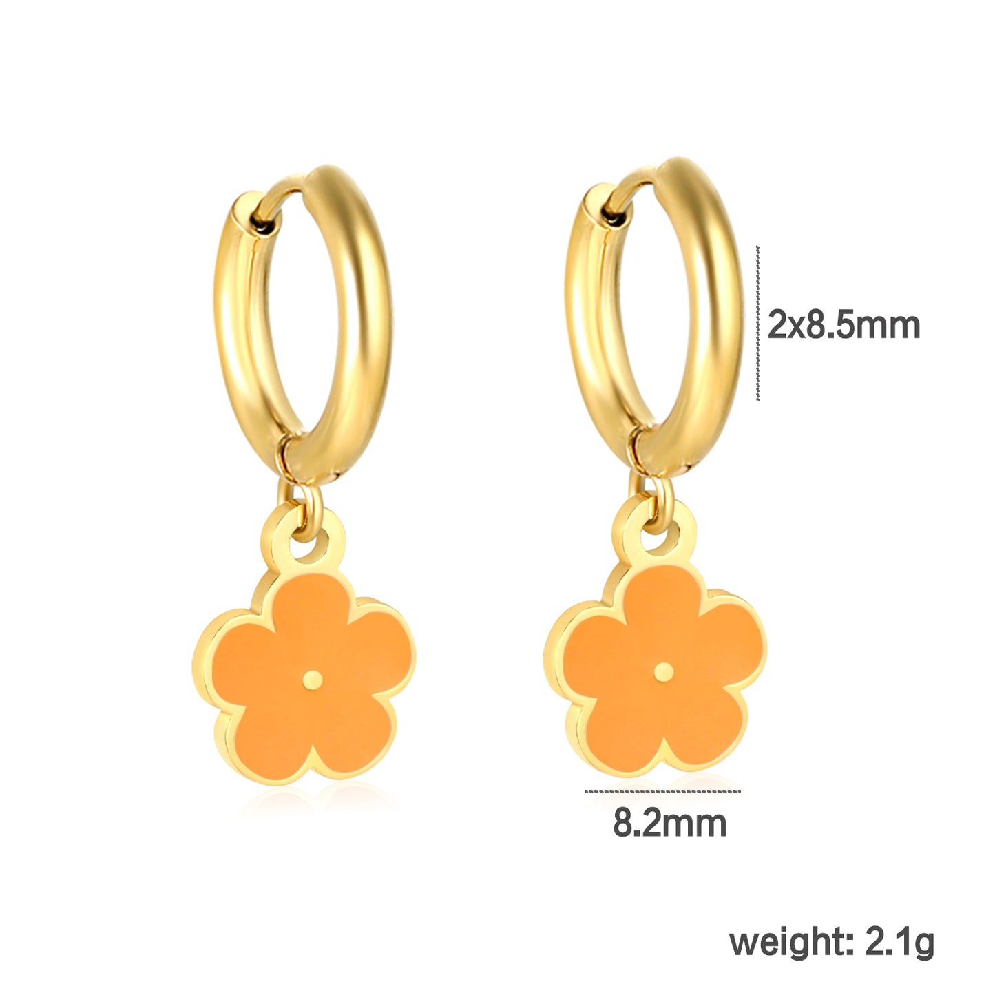 Bulk Colorful Enamel Flower Charm Earrings 18K PVD Gold Waterproof