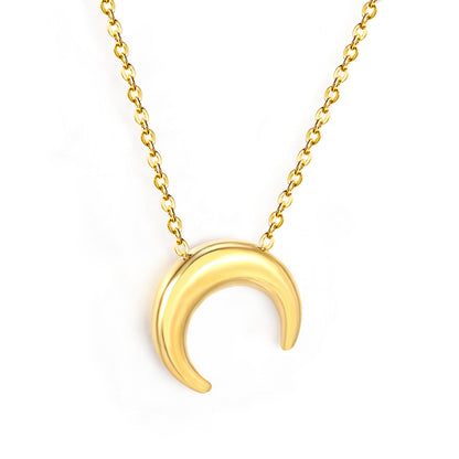 Stainless Steel Gold Moon Accessories + Crescent Moon Tag Necklace Jewelry Supplier