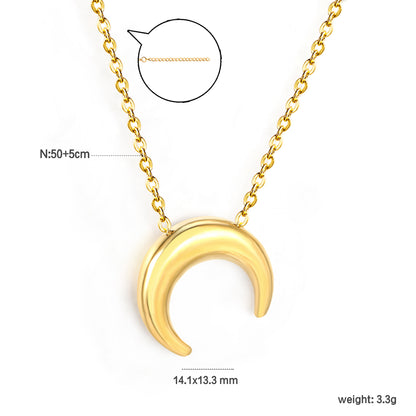 Stainless Steel Gold Moon Accessories + Crescent Moon Tag Necklace Jewelry Supplier
