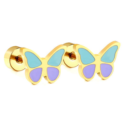 Wholesale 18K Gold Heart Stud Earrings Colorful Style
