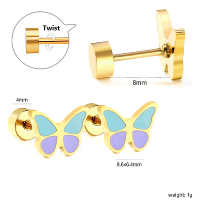 Wholesale 18K Gold Heart Stud Earrings Colorful Style