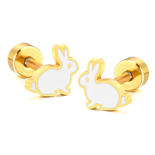 Wholesale 18K Gold Rabbit Stud Earrings Adorable Style