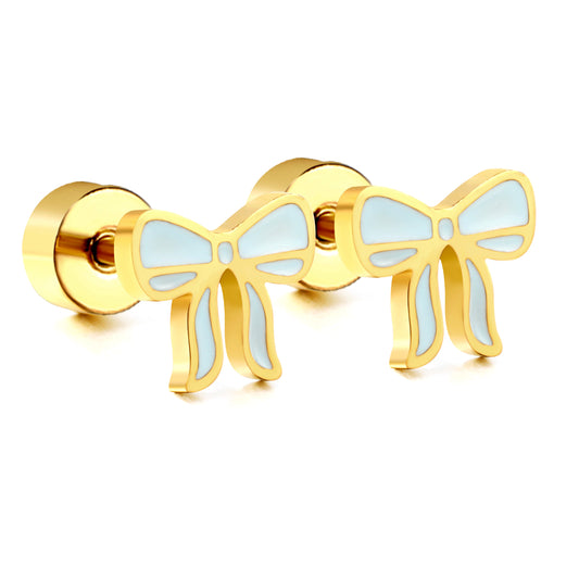 Wholesale 18K Gold Bow Stud Earrings Gentle Style