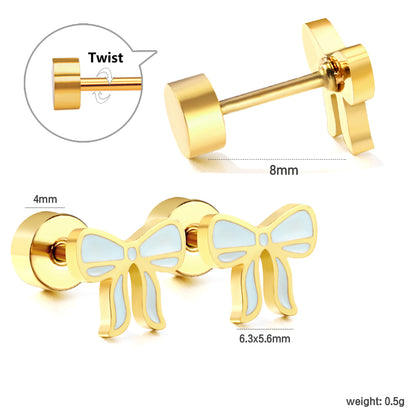 Wholesale 18K Gold Bow Stud Earrings Gentle Style
