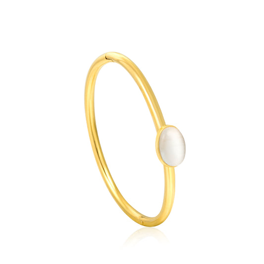 Bulk 18K Gold Plated Natural Oval Cat's Eye Bangle Bracelet