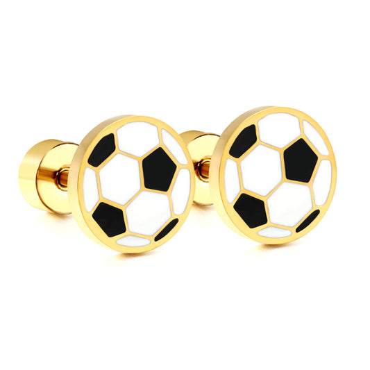 Wholesale 18K Gold Soccer Ball Stud Earrings Sporty Style