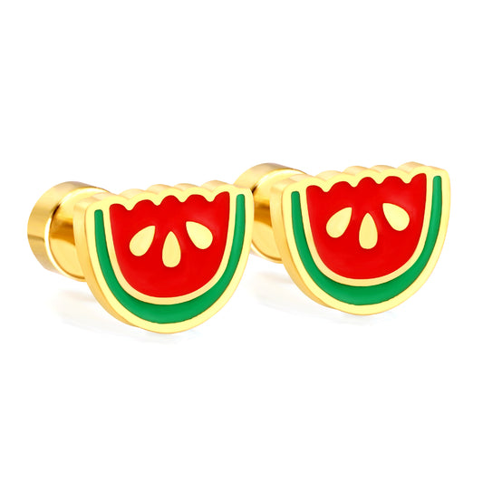 Wholesale 18K Gold Watermelon Stud Earrings Fresh Style