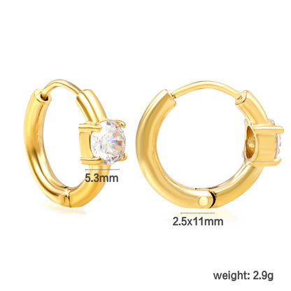 Bulk 18K Gold Hoop Earrings with Rectangular CZ Stylish Simple Design