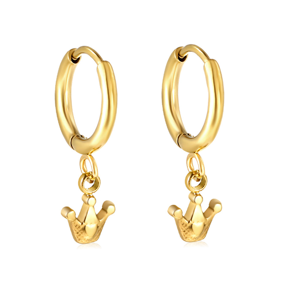 Wholesale 18K Gold Crown Hoop Earrings Elegant Look