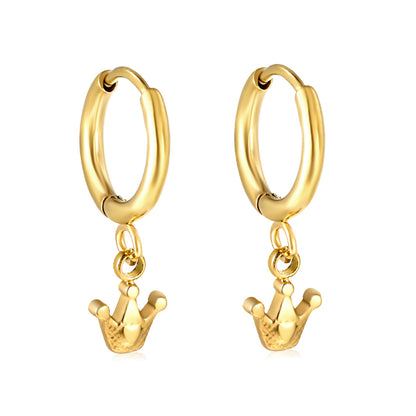 Wholesale 18K Gold Crown Hoop Earrings Elegant Look