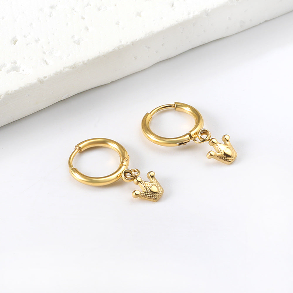 Wholesale 18K Gold Crown Hoop Earrings Elegant Look