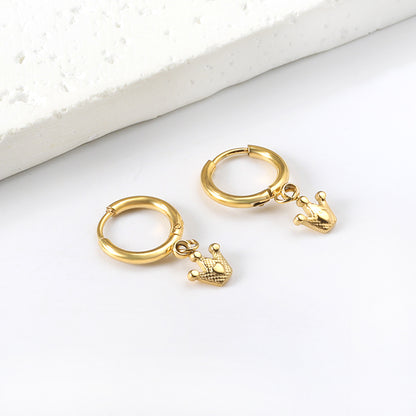 Wholesale 18K Gold Crown Hoop Earrings Elegant Look