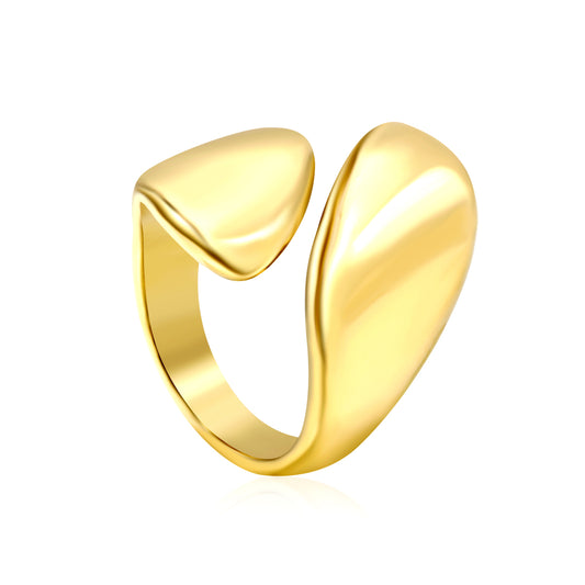 Wholesale 18K Gold Plated Split Teardrop Ring Dual Dome Architecture Modernist Geometry