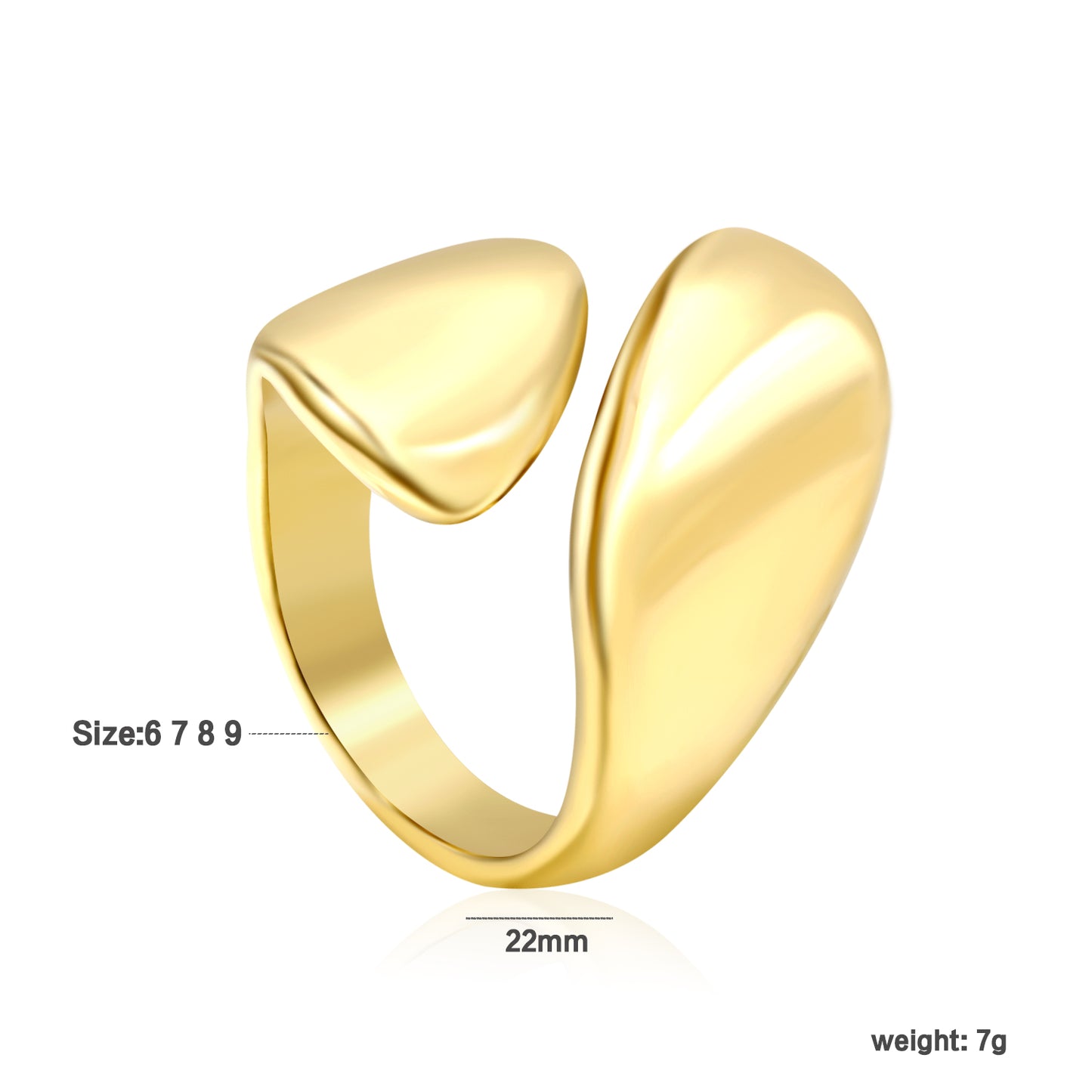 Wholesale 18K Gold Plated Split Teardrop Ring Dual Dome Architecture Modernist Geometry