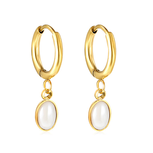 Wholesale 18K Gold Oval Shell Hoop Earrings Natural Beauty