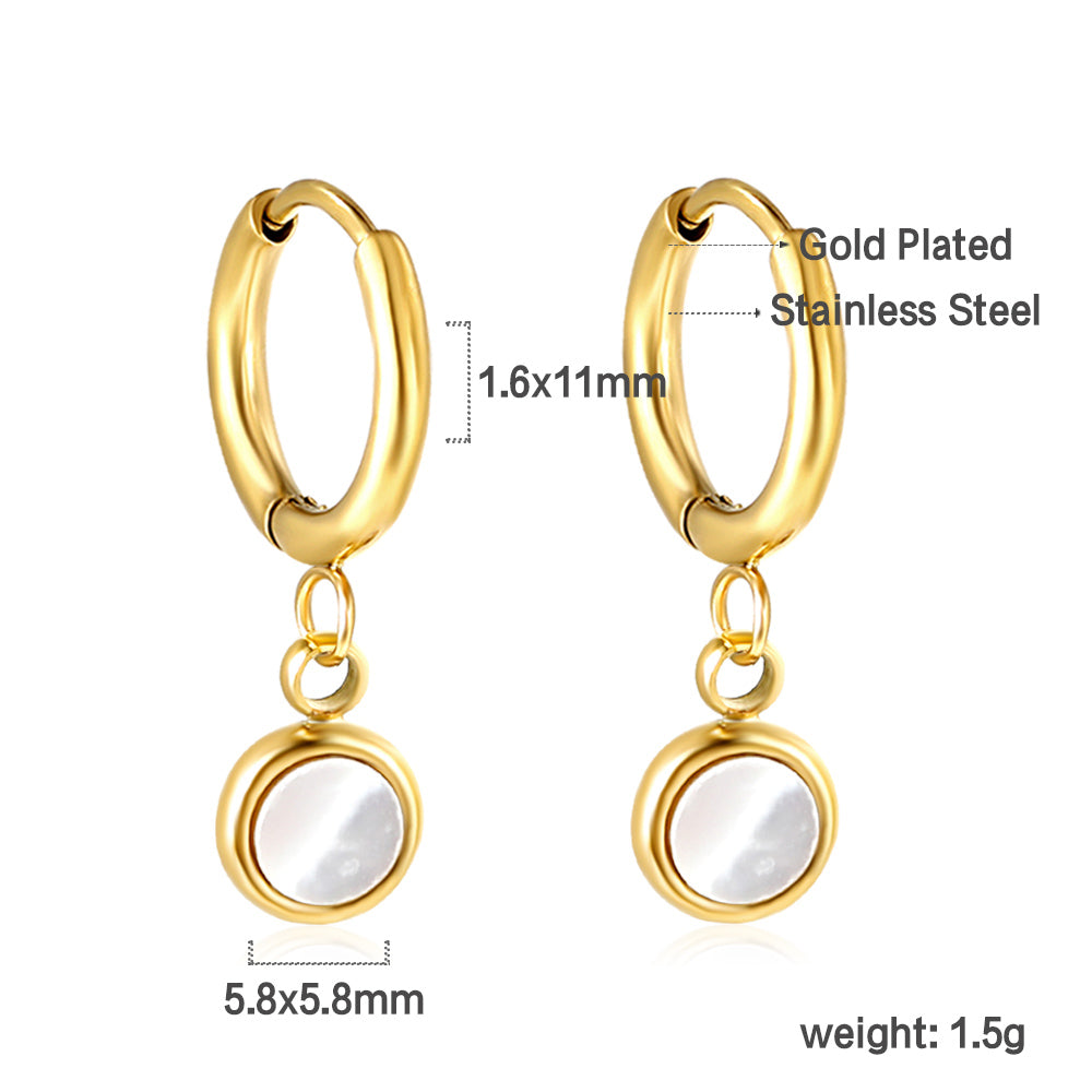 Wholesale 18K Gold Round Shell Hoop Earrings Simple Elegance