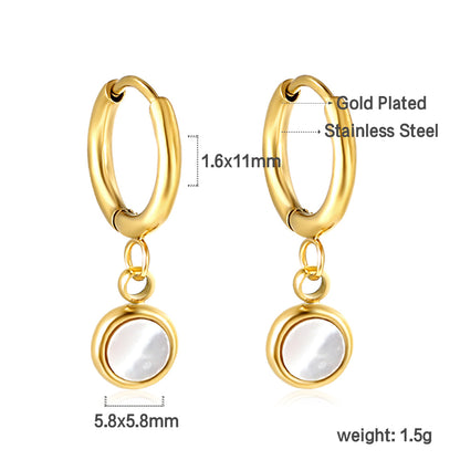 Wholesale 18K Gold Round Shell Hoop Earrings Simple Elegance