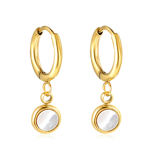 Wholesale 18K Gold Round Shell Hoop Earrings Simple Elegance