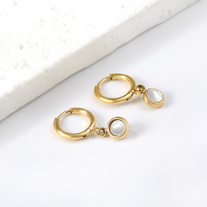 Wholesale 18K Gold Round Shell Hoop Earrings Simple Elegance