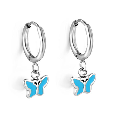 Wholesale 18K Gold Blue Butterfly Hoop Earrings Exquisite Design