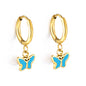 Wholesale 18K Gold Blue Butterfly Hoop Earrings Exquisite Design